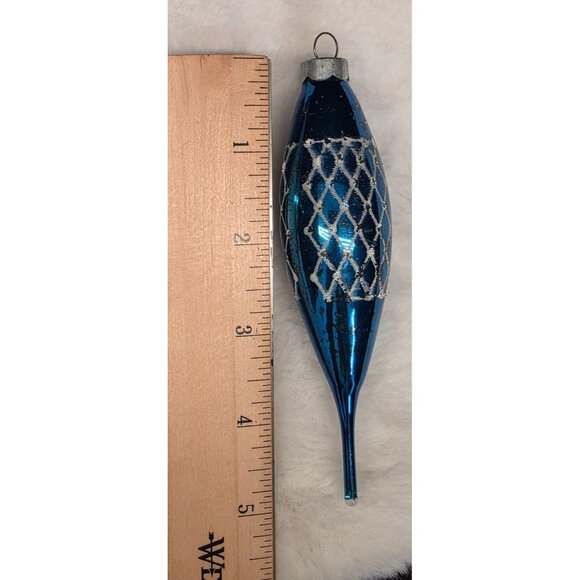 Vintage Mercury Glass Teardrop Icicle Stenciled Christmas Ornaments - Picture 10 of 10